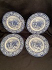 4 Staffordshire Liberty Blue Luncheon Plates
