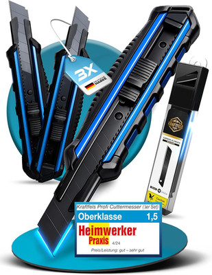 3 X Cuttermesser Profi Set 18Mm (Alu Gehäuse) - Inkl. 13X SK5 Carbonstahl Klinge