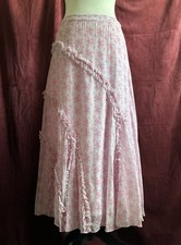 LoveShackFancy Porscha Pink Rose Patch Floral Ruffle Midi Skirt 2 NWT