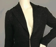 WHITE HOUSE BLACK MARKET Jacket Women's 2 (XS) Metallic Black Tweed Blazer Top