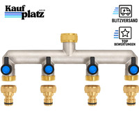 "Wasserhahn Wasserverteiler Messing 4-Wege 3/4\" 1/2\" Mit Kugelhahn FüR Garten"