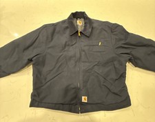 Vintage Carhartt Blanket Lined Detroit Work Jacket Navy Blue 2XL Made in USA