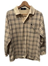 Vintage Burberry London Rugby Polo Shirt Nova Check Plaid Long Sleeve size L