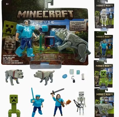 Minecraft Movie Action Figuren Spielzeug Set Mattel OVP Steve Wolf Creeper