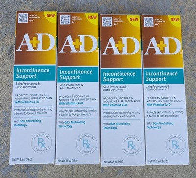 4 A+D Incontinence Support Skin Protectant & Rash Ointment Exp. 12/26