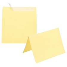50Pack Light Yellow 5x7 Envelopes, A7 Envelopes with Folded Cards