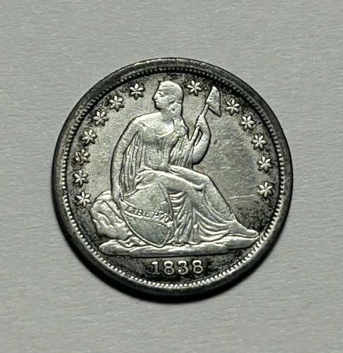 1838 SEATED LIBERTY DIME VF
