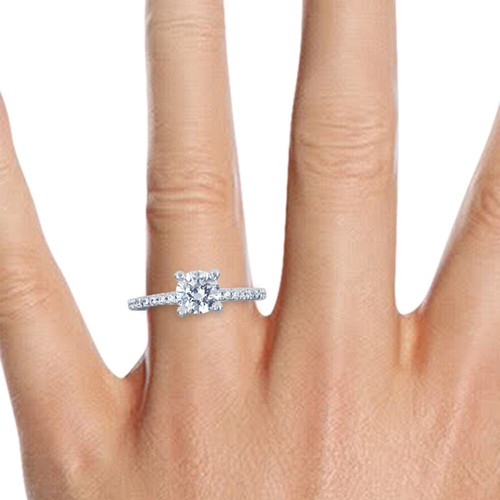 D/SI1 Round Cut Diamond Engagement Ring 0.70 CT 14K White Gold Classic - Picture 5 of 5