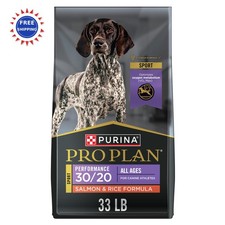 Purina Pro Plan Dog Food Sport 30 20 Salmon and Rice 33 lb Bag High Protein 3.18 per pound