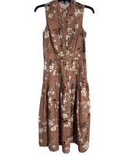 Antonio Melani Connie Pleated Midi Dress Brown Terra Cotta Floral Size 0