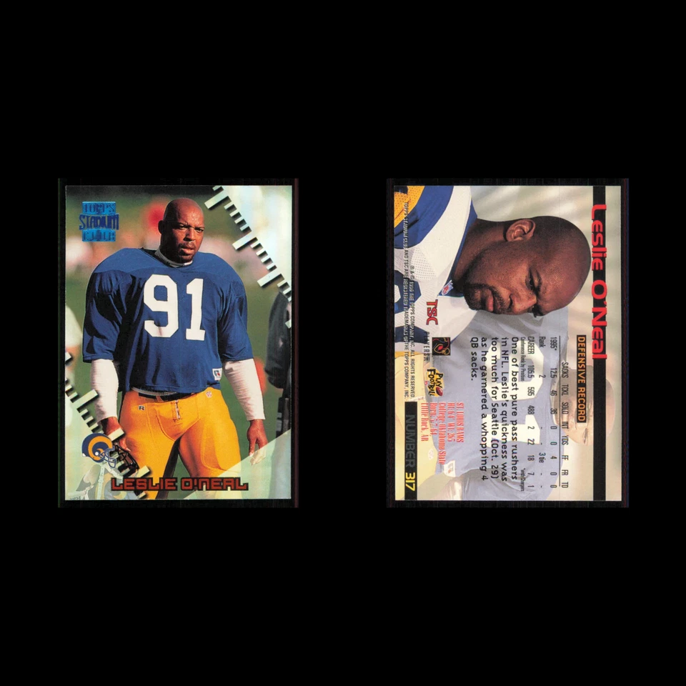 Leslie ONeal #317 1996 Topps Stadium Club St. Louis Rams Football Card NFL NM - Image 3 of 3