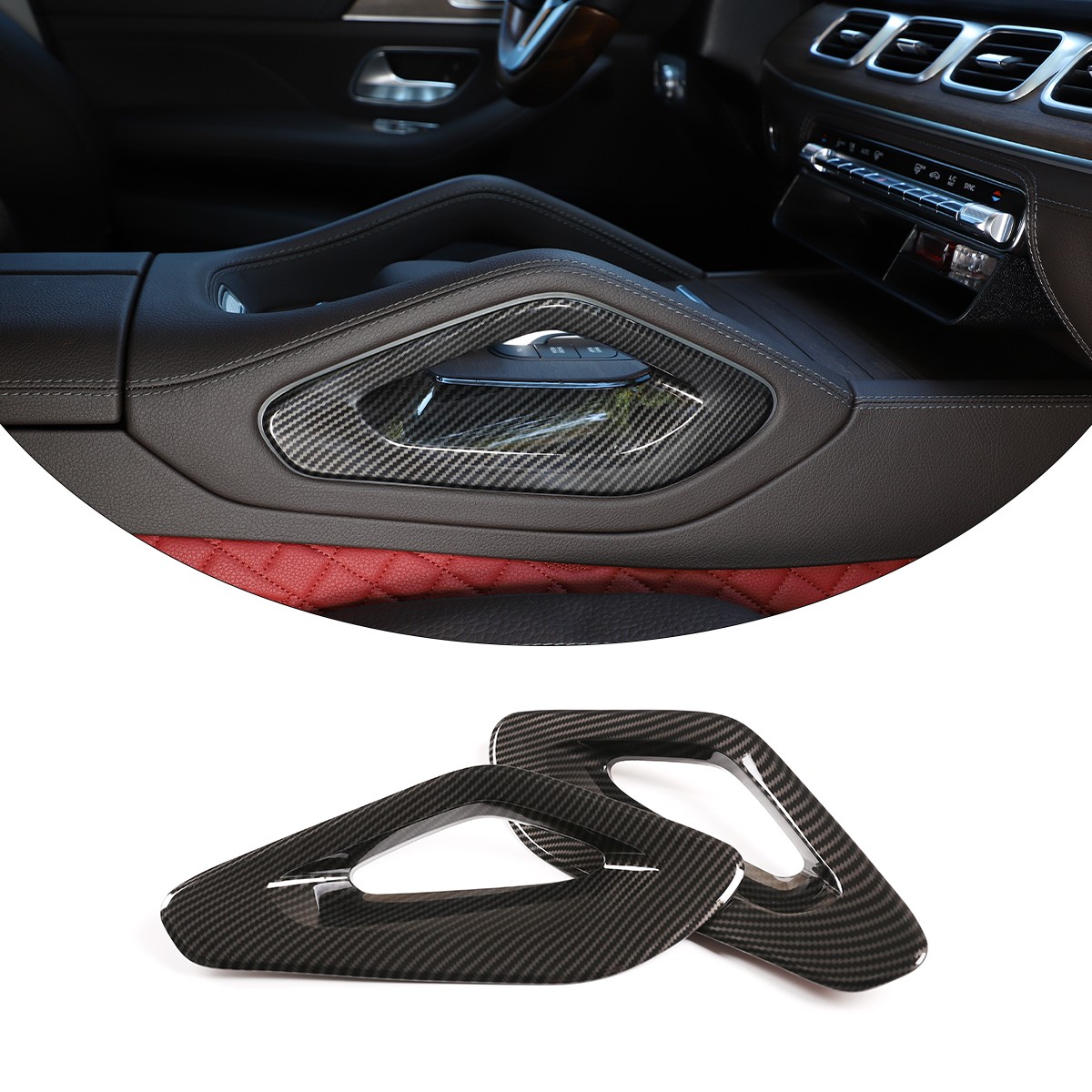 For Mercedes Benz GLEGLS 2020-2025 US Version ABS Carbon Fiber Armrest Side Trim