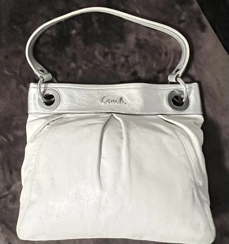 Bolso Bandolera COACH Ashley Cuero Boho Plateado Blanco Hombro Foto 2 de 4