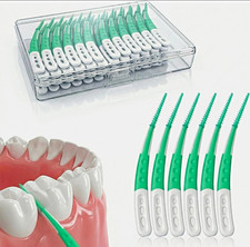 Dental Toothpicks Rubber Tip Picks Ergonomic Anti-Slip Curved Handle Case