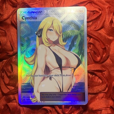 Cynthia Trainer Fire Goddess Waifu Anime ACG Holo Card Solo Hot Girl Bikini