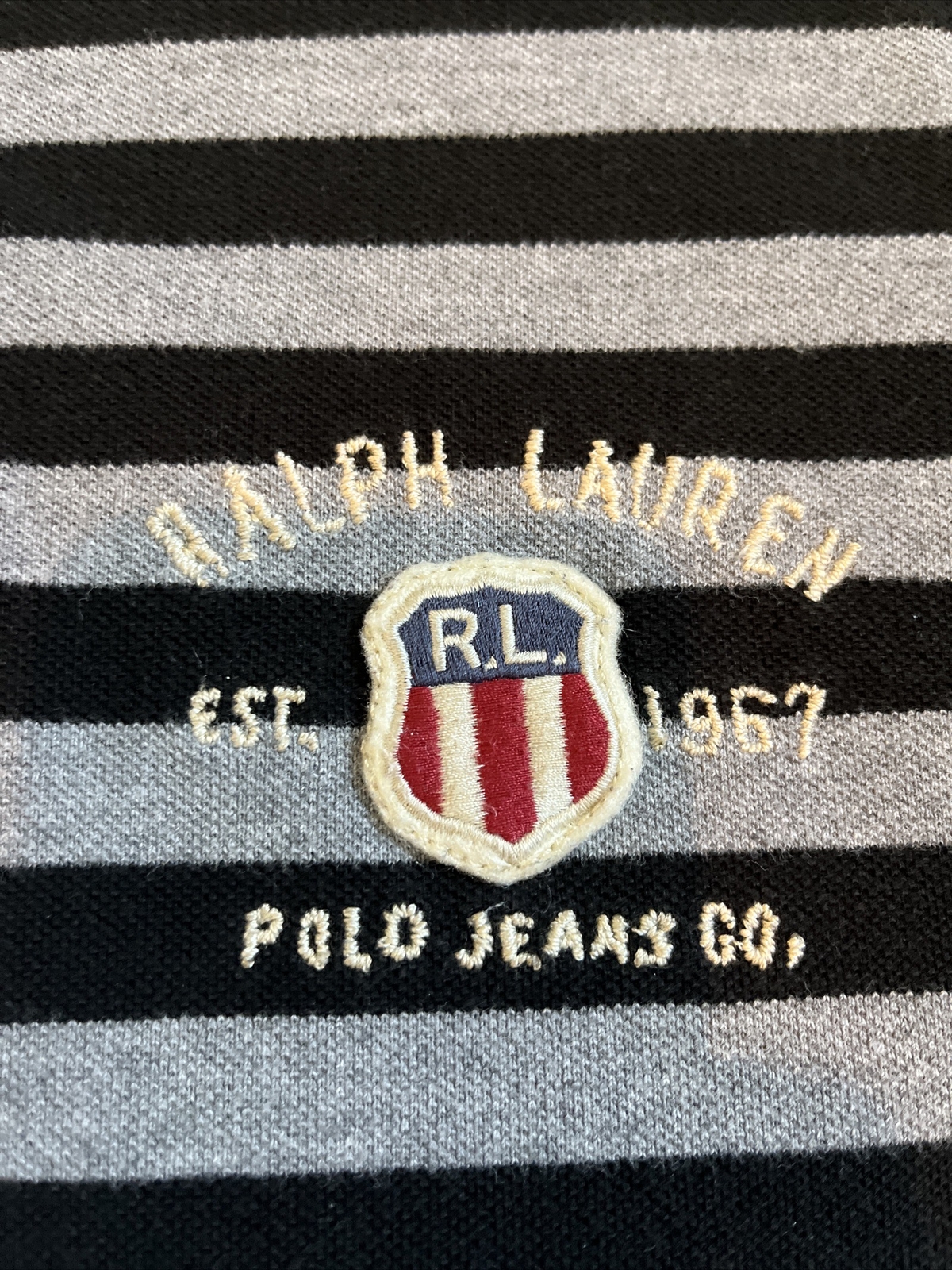 Polo Jeans Co. Ralph Lauren Rugby Polo Shirt Black Gray Size M - View 3