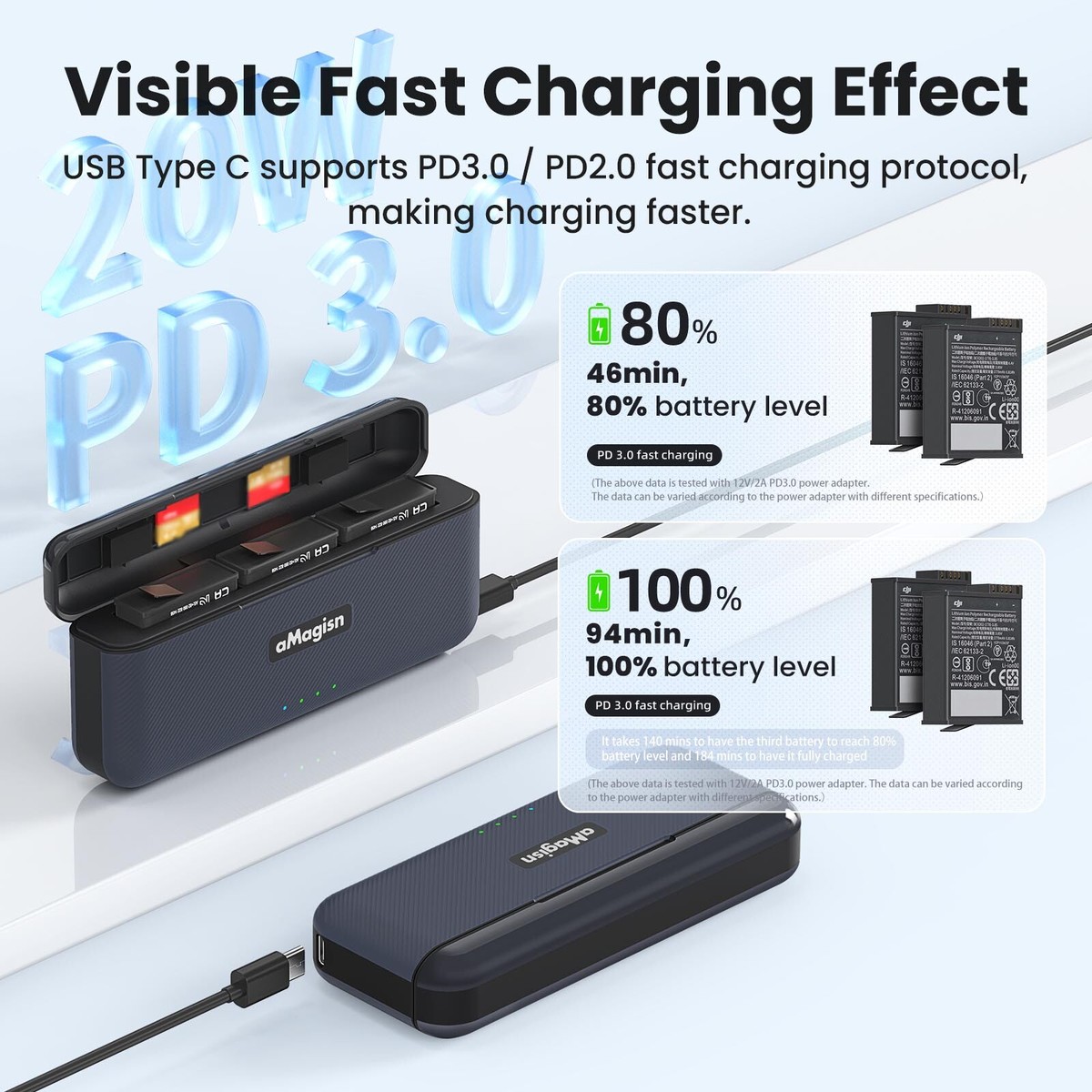 Boîte De Charge Et Stockage Pour Batterie DJI Osmo Action 5 Pro - ABS Noir