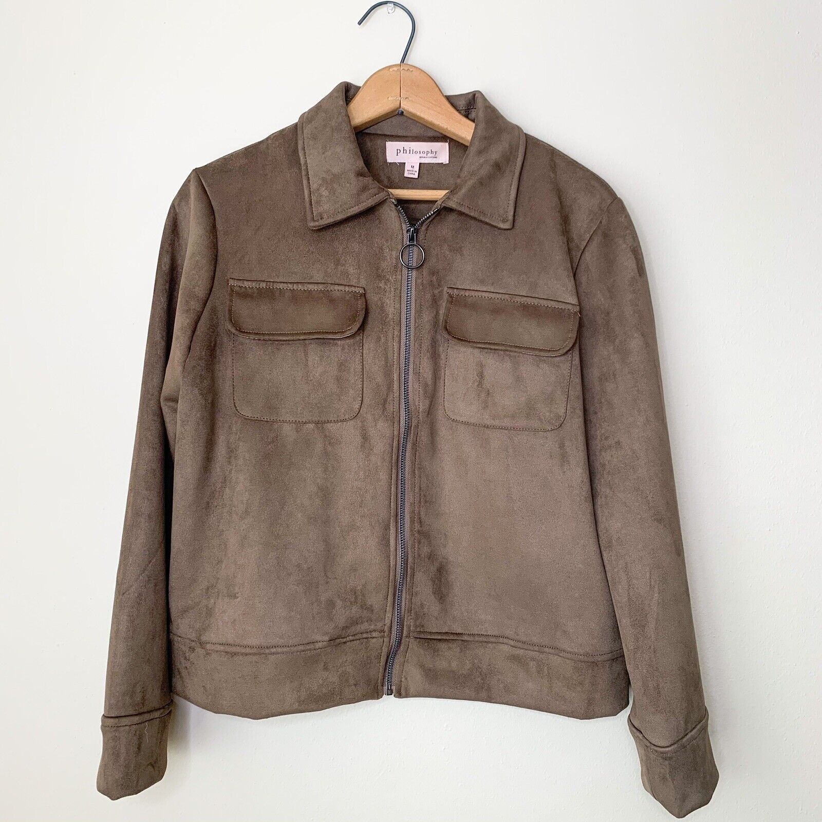 Philosophy Faux Leather Suede Zip Up Jacket, Medium | eBay