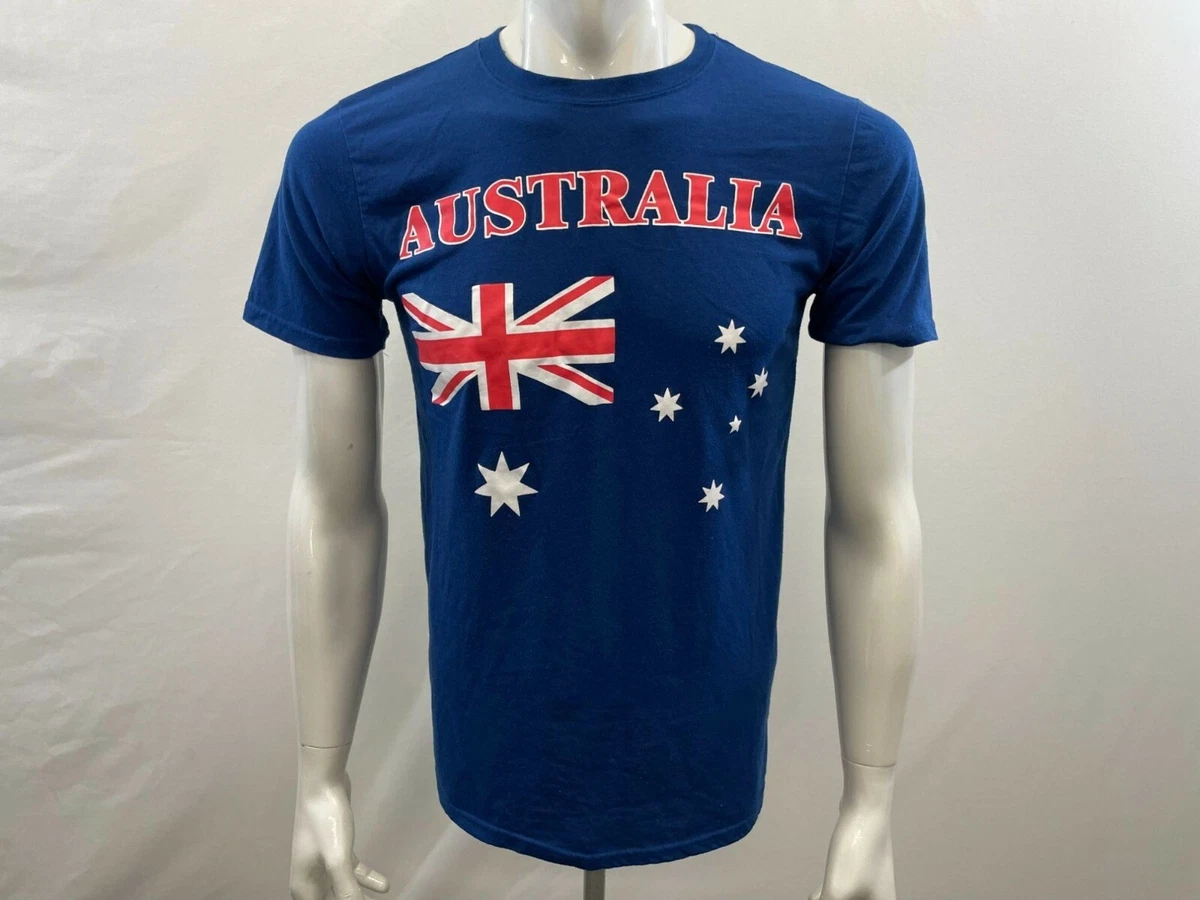 The Spirit of Down Under Men s Blue Australia Flag Graphic T Shirt Size Medium