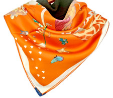 35"x35"Lady  Horse Print Pure Mulberry Twill Silk 14momme Scarf 88x88cm5-32