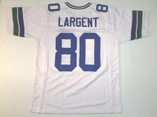 UNSIGNED CUSTOM Sewn Stitched Steve Largent White Jersey - M, L, XL, 2XL