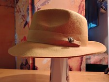 FEDORA - CLASSIC GANGSTER STYLE - Wool and Fur Felt Fedora - Sun Yellow / M
