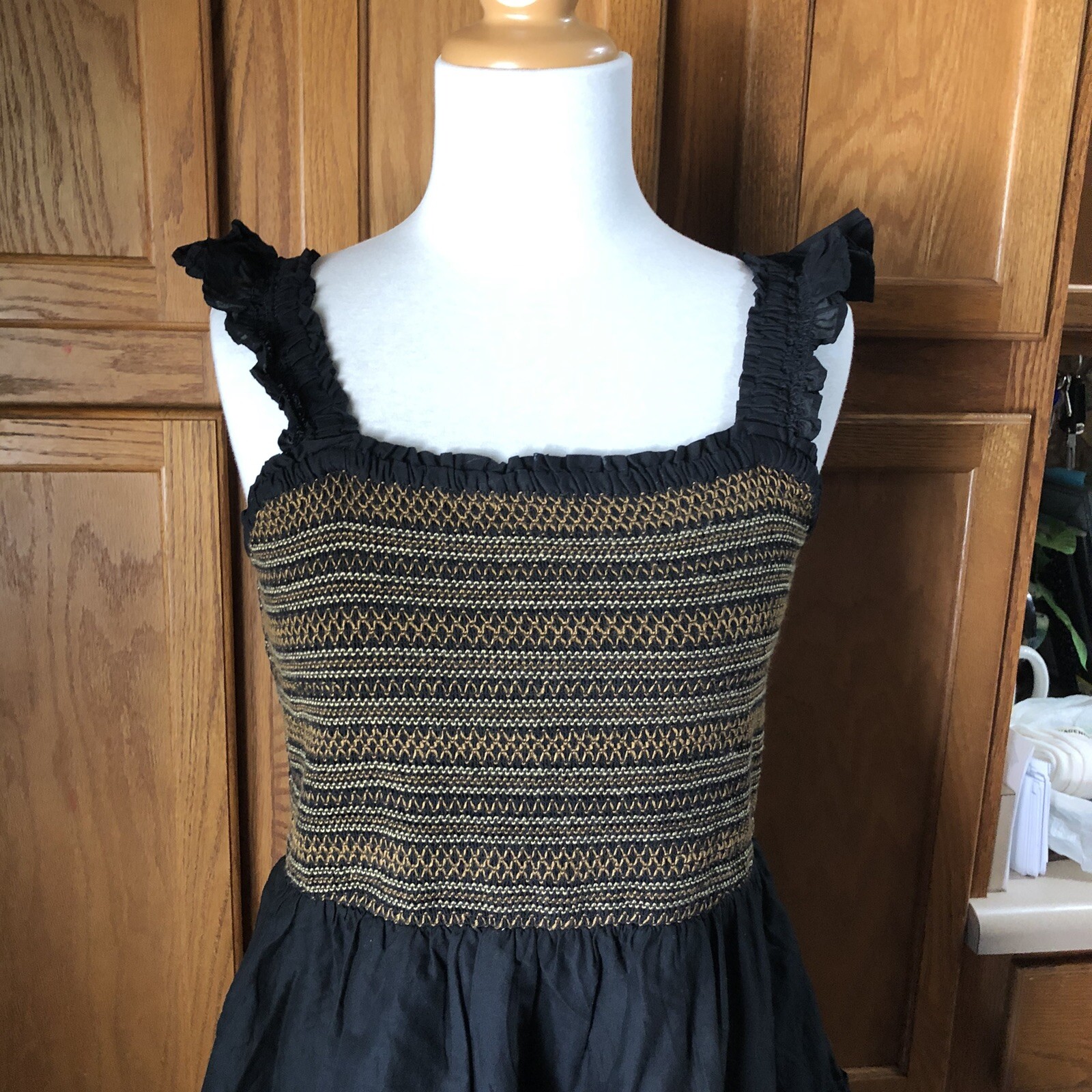 J Crew Women’s Square Neck Smocked Ruffle Tiered Mini Dress Petite Size PL NWI