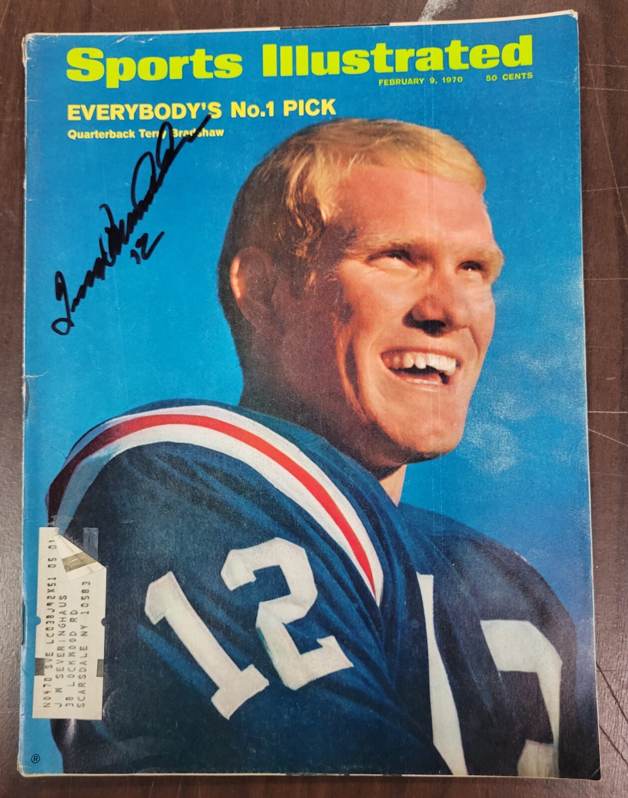 Terry Bradshaw Autographed Signed Louisiana Tech Bulldogs 2/9/70 Sports Illustrated Mag Beckett LA Tech Steelers 
