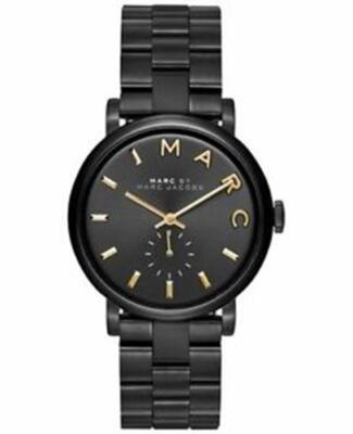 Marc by Marc Jacobs Baker Black Dial Black Ion-plated Ladies Watch MBM3358