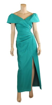 Unbranded Vintage 80s Turquoise Off Shoulder Bridesmaid Party Prom Dress sz  9/10 | eBay