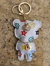 Luxury White Bear Keychain Bag / Purse Pendant Holiday Gift Leather Little Bear