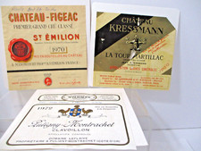 1960-70's Three Wine Labels from France. Kessmann Label signed
