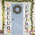 Hello Spring Porch Banner for Front Door Spring Door Banner Colorful Floral G...