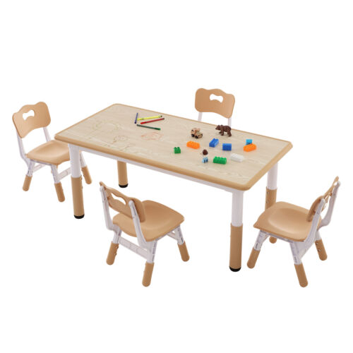 VEVOR Kids Table and 4 Chairs Set Height Adjustable Kids Craft and Play Table - Picture 1 of 12