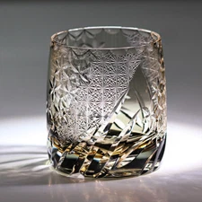 Edo Kiriko Handcrafted Amber Whiskey Glass With Gift Box 360ml