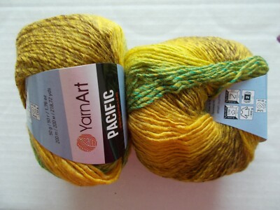YarnArt Pacific wool blend gradient yarn, yellow shades, lot of 2 (218 yds ea)