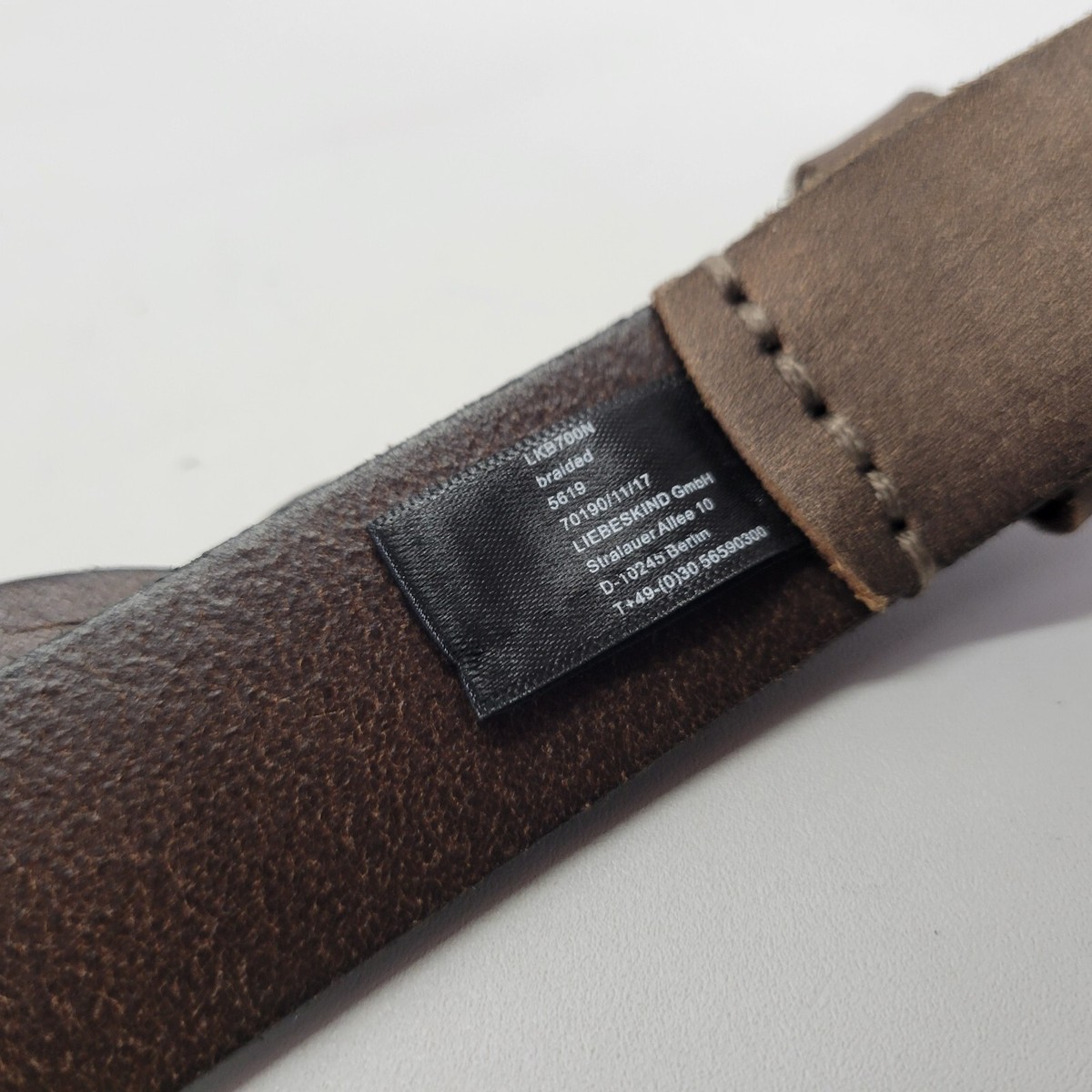 Liebeskind Berlin Leather Belt 36 95cm Braided Cow Rhino  display picture 1