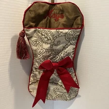 Frontgate dog bone shaped Stocking PERFECT Elegant monogram MAYA