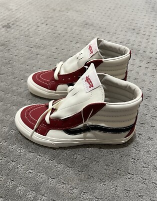 Vans Off the Wall High Top Sneakers Red Maroon White Women's