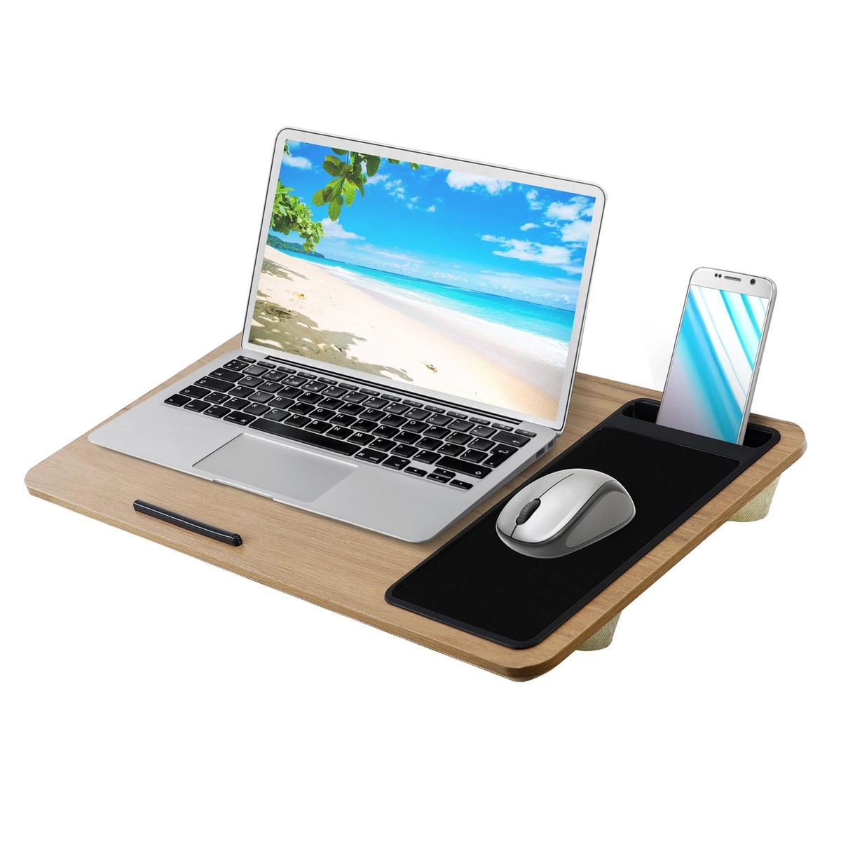 Lap Desk Portable Bed Table Laptop Tray Laptop Table With Phone Slot Mouse  Pad