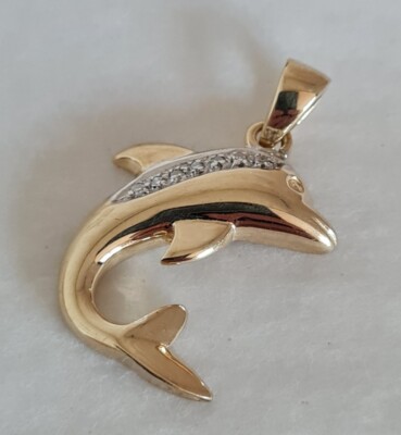 Anhänger/Charm 9 kt Gold Neuheit. Als Delfin gestaltet. Birmingham .375 . Von LA 