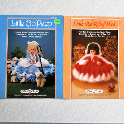 Patterns Fibre Craft Doll Dress Lot of 2 Little Red Riding Hood & Little Bo Peep