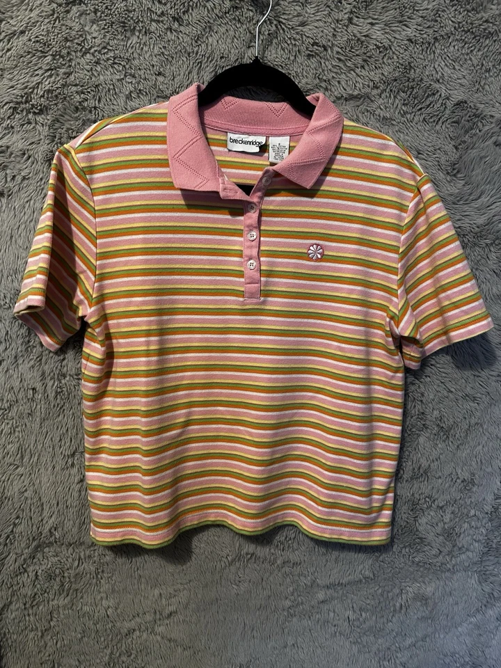Retro Style- Breckenridge multi Color Pink Stripe Top Size S Barbie Foto 3 de 4