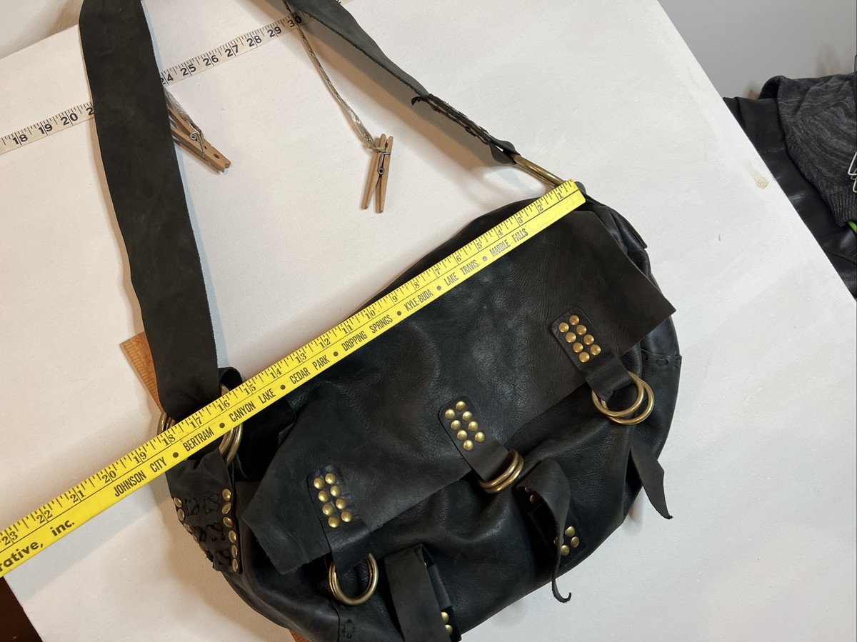 Amazing Paolo Angelucci Brass Studded Leather Shoulder Bag  display picture 3