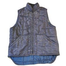 Big Smith Quilted Work Vest Men's Medium Blue Farm Ranch Full Zip Y2K