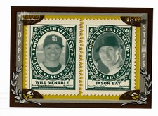2010 Topps Heritage 1961 '61-'09 Dual Stamp Relic Will Venable Jason Bay 23/50