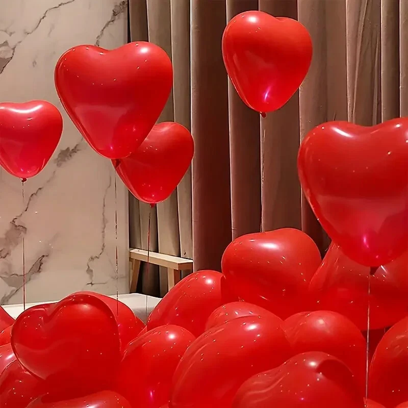 Jonami 25 Palloncini a Forma di Cuore Rosa ad Elio o Aria per Decorazione Romantica, San Valentino, Anniversario Matrimonio e Fidanzamento