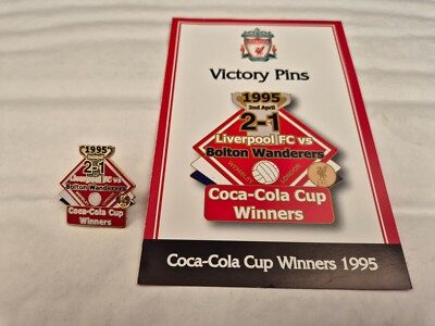 DANBURY MINT LIVERPOOL FC VICTORY PIN BADGE 1995 COCA COLA CUP WINNER V BOLTON