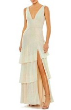 Mac Duggal 27046 Sequin Ruffle Asymmetric Tiered Gown Sz 6 Iridescent $398