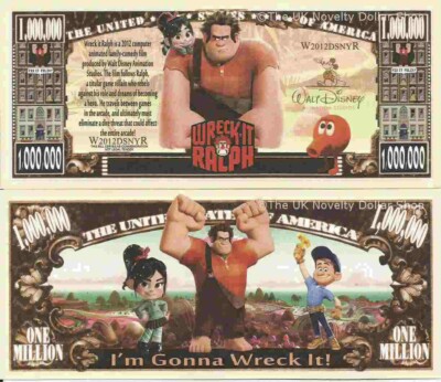Wreck It Ralph animierte Familienkomödie Film Millionen-Dollar-Scheine x 2 Arcade-Spiel